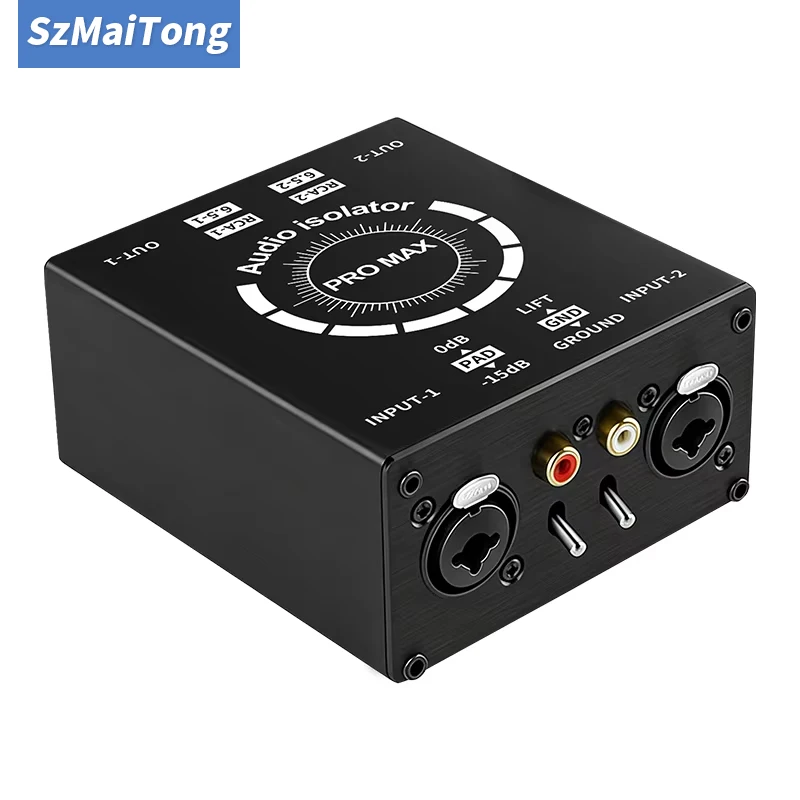 Passiver Hum-Eliminator mit 2 Kanälen, XLR, RCA, TS, TRS, Erdschleifenisolator, Rauschfilter für verschiedene Audio-Geräte