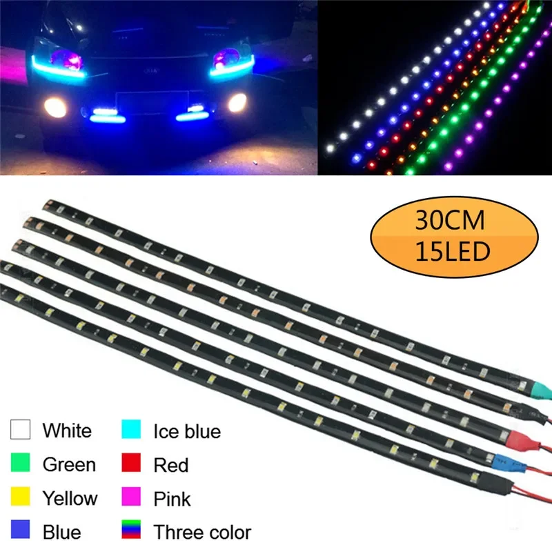 30cm El Wire Waterproof LED Strip Light Motor Glow Light Line Rope Tube Cable Daytime Running Tape Party Car Decoration