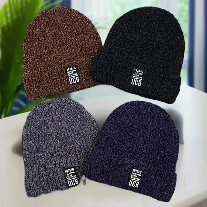 Elastic Women Man Autumn Winter Ski Plus Cashmere Knitted Hats Thicken Winter Beanies Hip Hop Hat Skullcaps