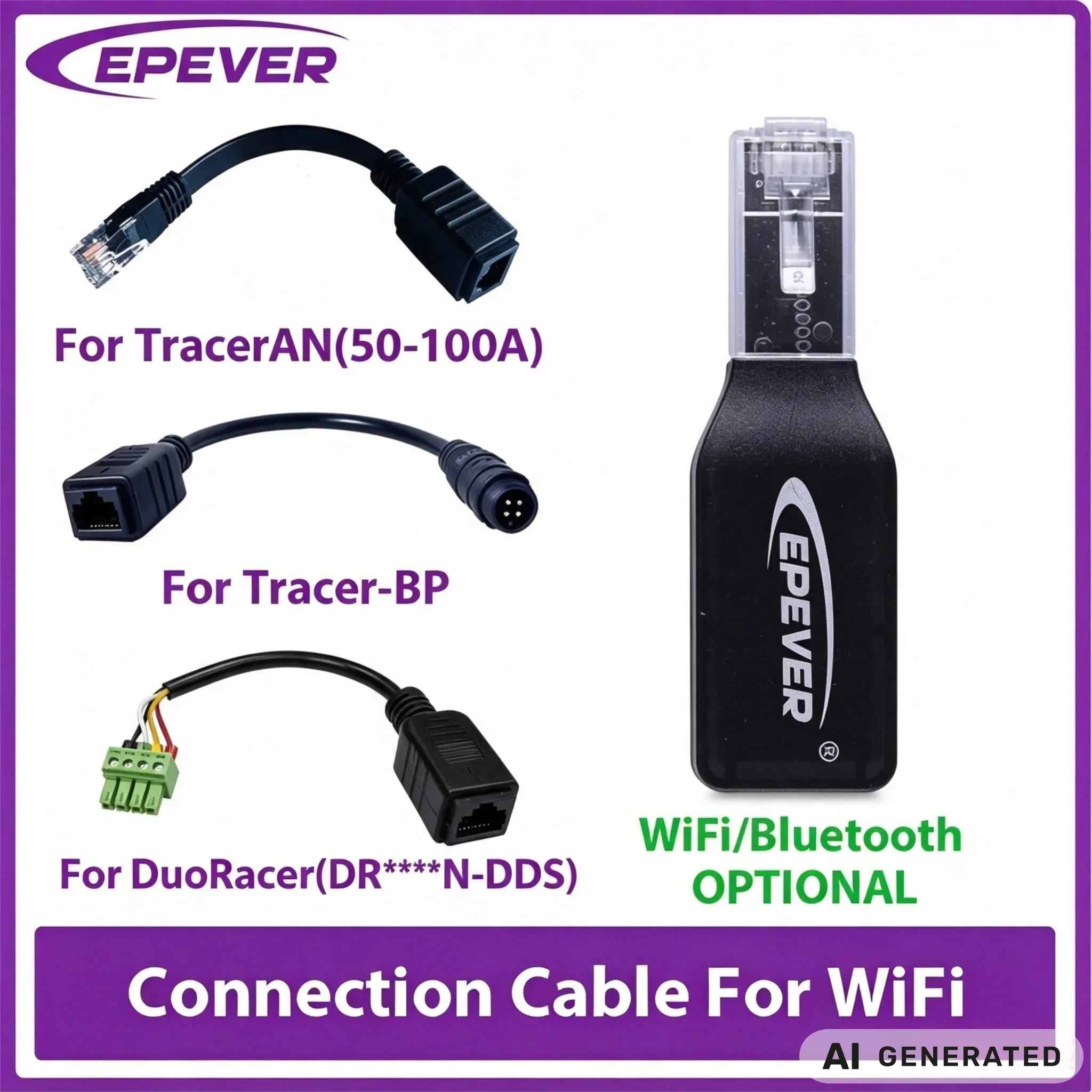 EPEVER Remote Monitoring Cable (Bluetooth/WiFi Optional) – Mobile App Data Viewing for Tracer AN/BP/DRN MPPT Controllers