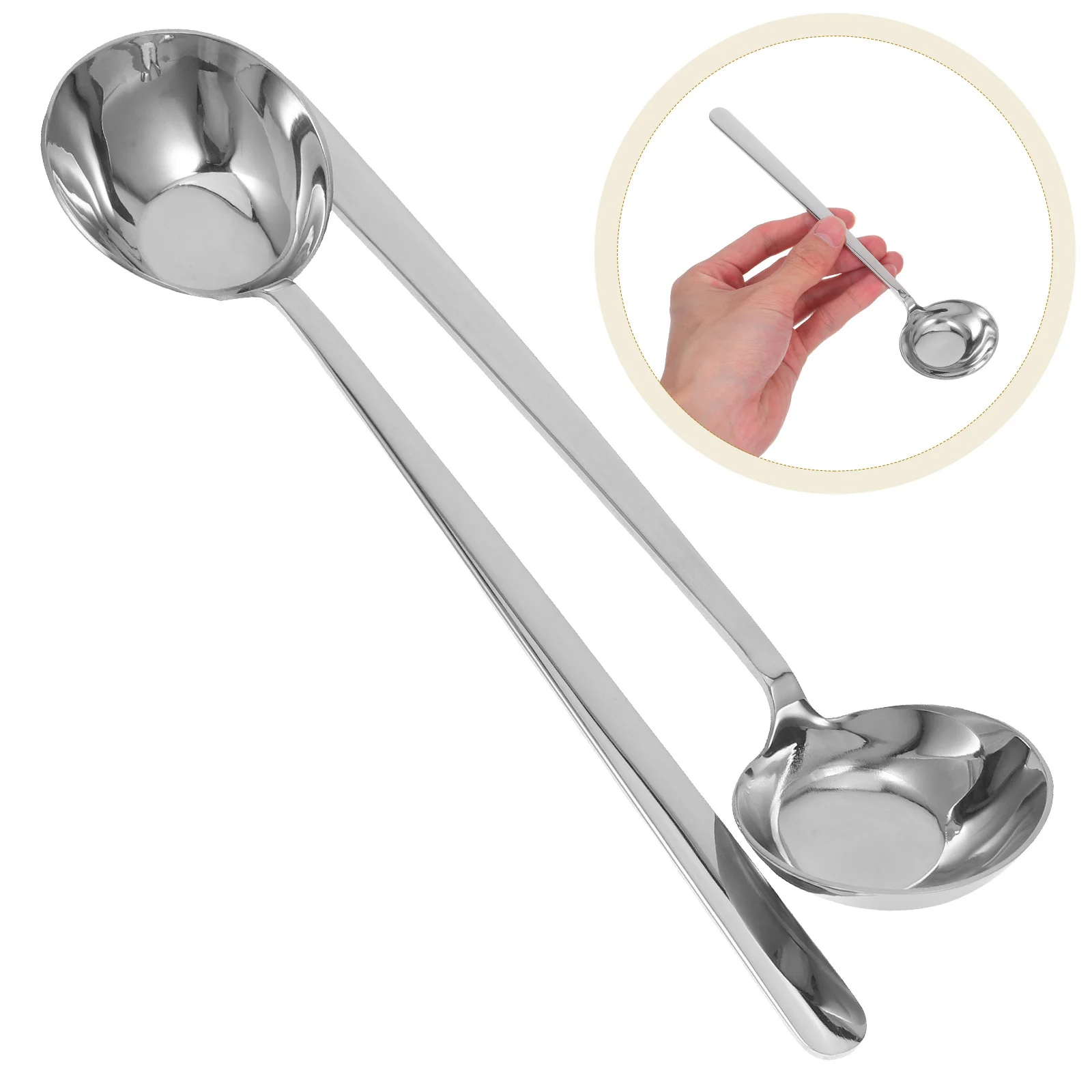 

Stainless Steel Sauce Ladle 2pcs Metal Soup Server Large Round Spoons for Serving Gravies Hot Pot Chef Kitchen Utensils