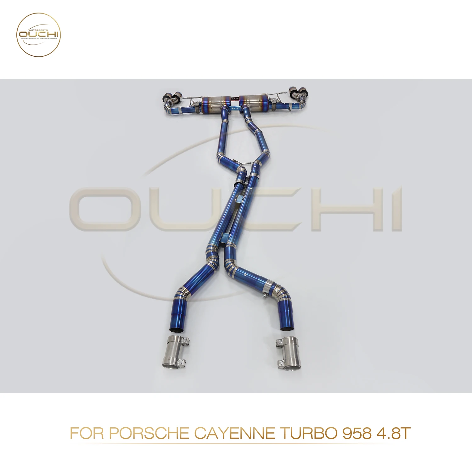 ﻿ High performance catback for Porsche Cayenne Turbo 958 4.8T OUCHI Titanium Alloy Exhaust With valves tips Car Accessories