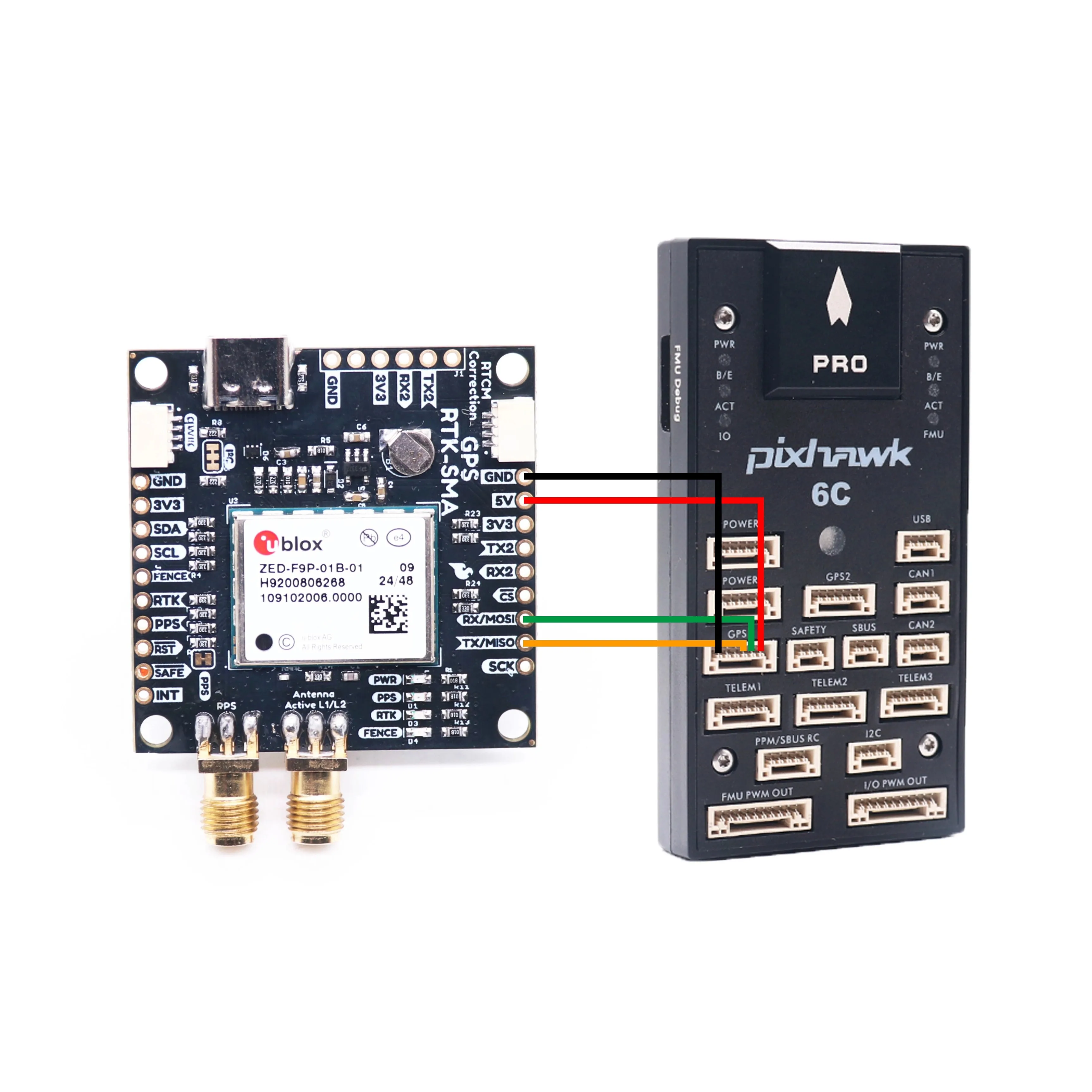 DroneHub SparkFun GPS RTK2 Board ZED F9P Qwiic High-Precision UAV GNSS Series Ardupilot FPV AutoPilot flight control view 3