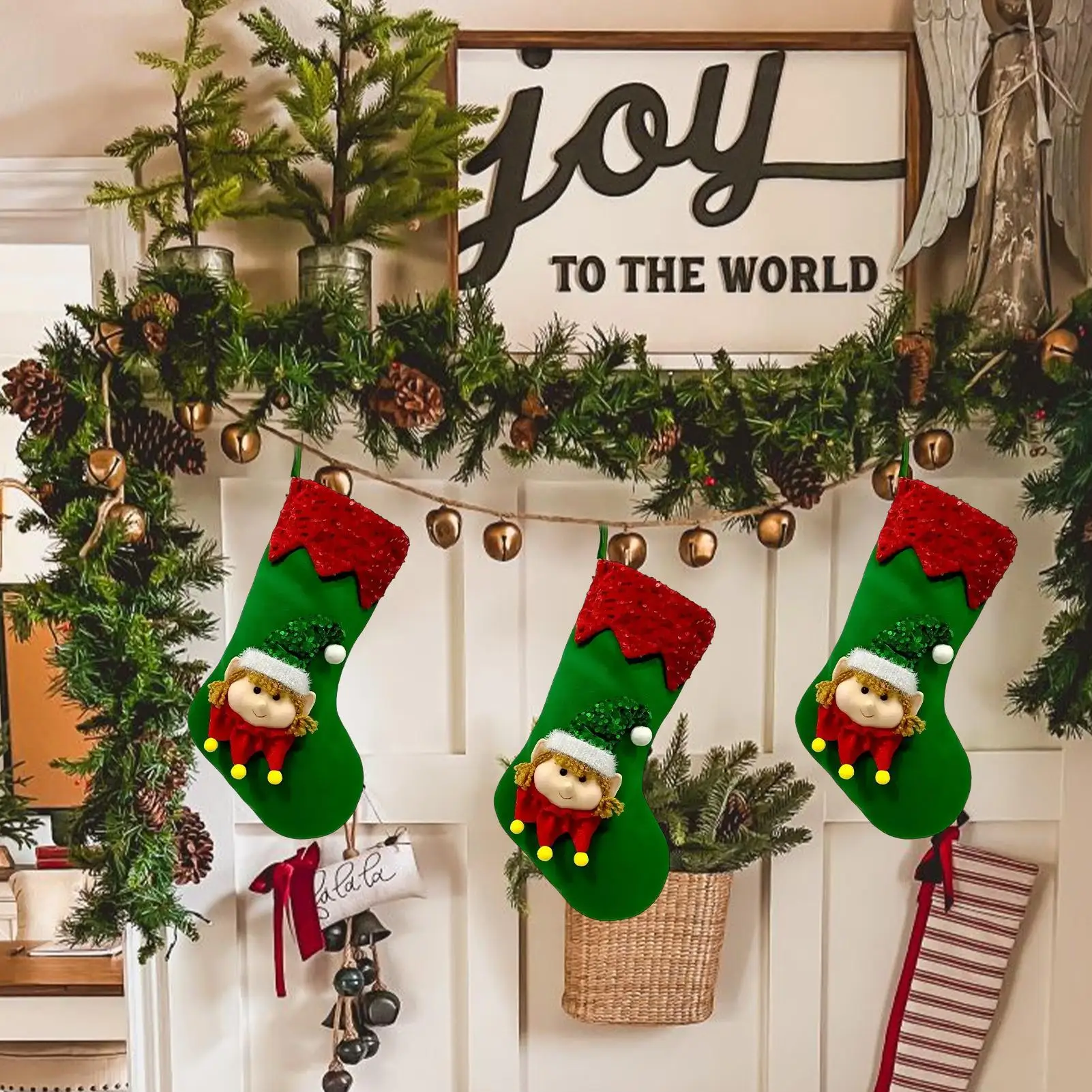 

Рождественский чулок, милый конфетный чулок, сумка, рождественские украшения для семьи, детей, елка, домашняя каминная каминная вечеринка, конфеты