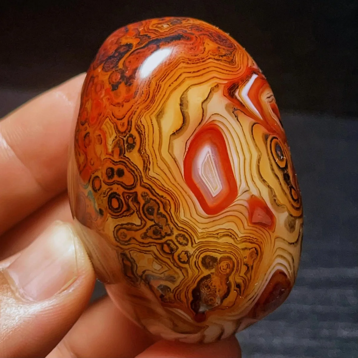 Crystal Clear Banded Agate Worry Stone, Sunset Tone, Tumbled Polished, Pendant Making, Natural Stone, Table Display