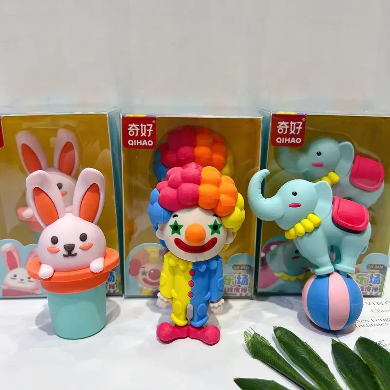 Creative Styling Clown Elephant Rabbit Eraser Cute Student Stationery Crazy Amusement Park Big Eraser Clean Gift Wholesale Gift
