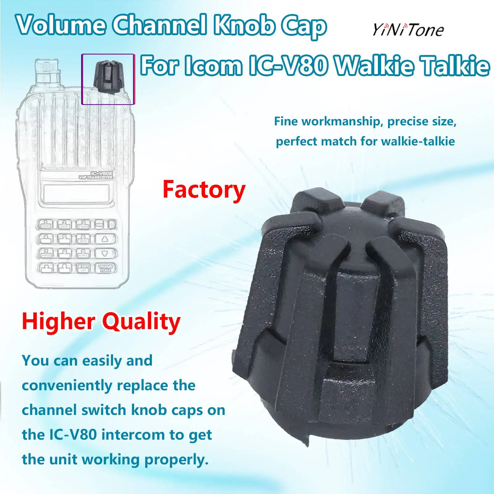 

Volume Channel Switch Rotary Cap Handheld Radio repair DIY accessories 10 pieces Power Switch Knob Cap For Icom IC-V80