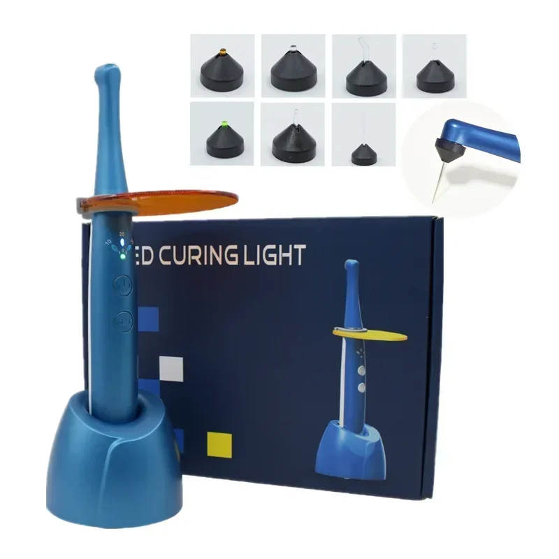 

den tal LED Curing Light Wireless Lamp with 7Pcs Magnetic Point Cure Lens den tal Polymerize Resin Cure Orthodontics