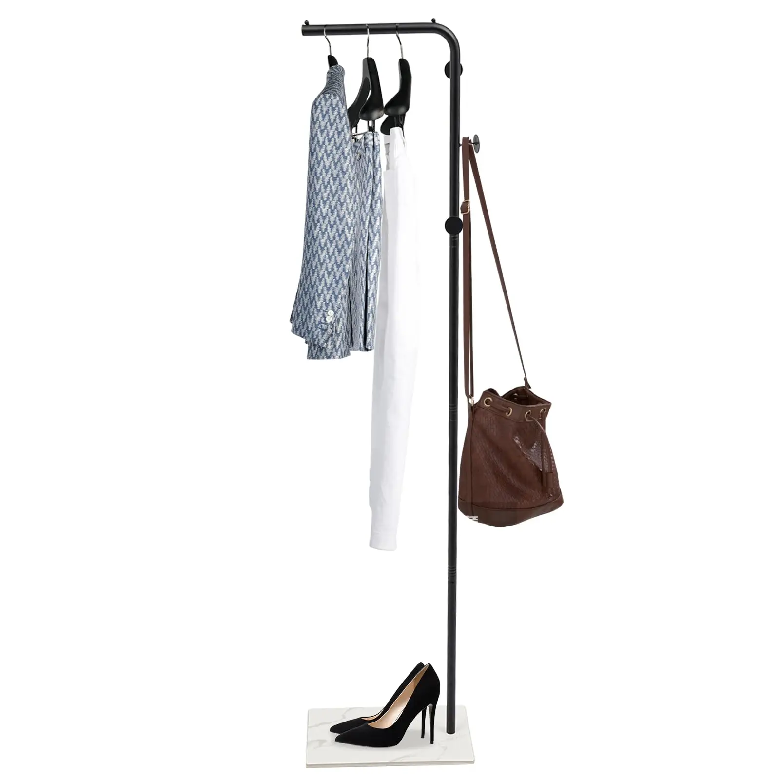 

Coat Rack, Portable L-Shaped Clothes Rack with Hook, Sturdy Freestanding Metal Coat Stand, Modern Hanger for Bedroom, Entrance A