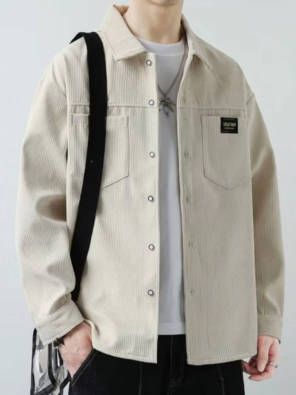 

Мужская свободная повседневная куртка в стиле ретро из вельвета, универсальная и удобная рабочая одежда для пар