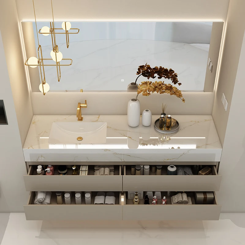 White modern hotel bathroom sink wall mounted stone vanity basin