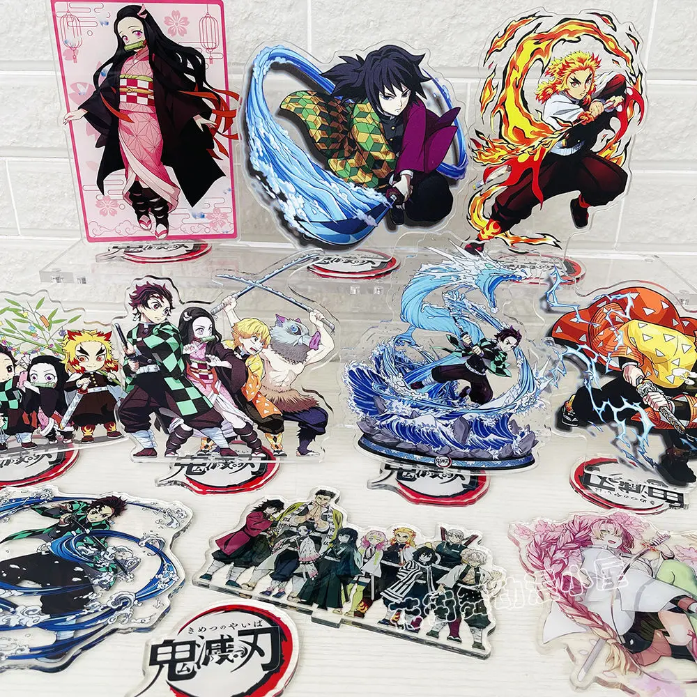 Demon slayer: kimetsu no yaiba agatsuma zenitsu hashibira inosuke figura de suporte acrílico dupla face ornamento periférico de anime