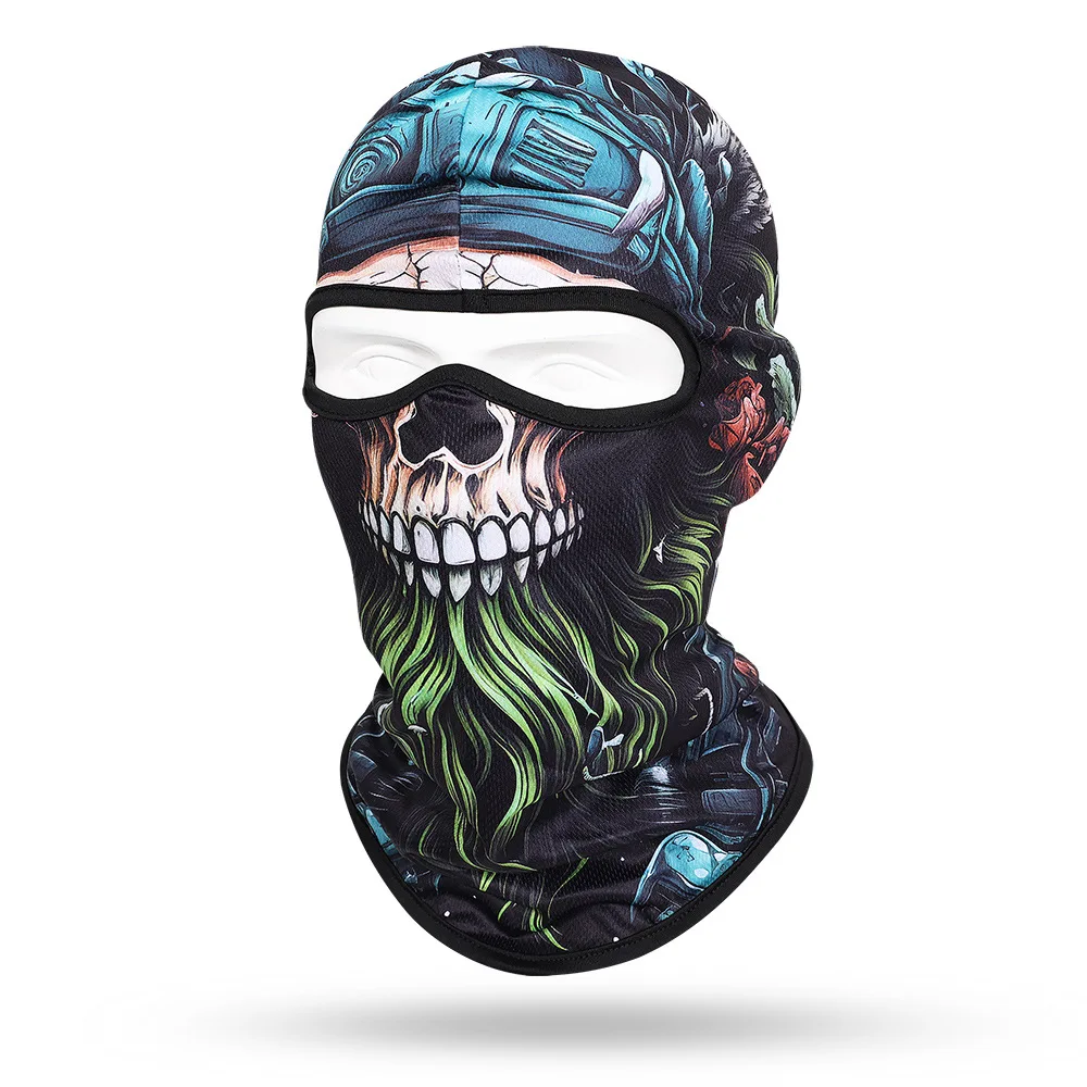 Gorro de cara completa con calavera y barba para hombre, pasamontañas transpirable de secado rápido, calentador de cuello y cabeza de motocicleta, capucha de ciclismo, casco de motociclista, novedad