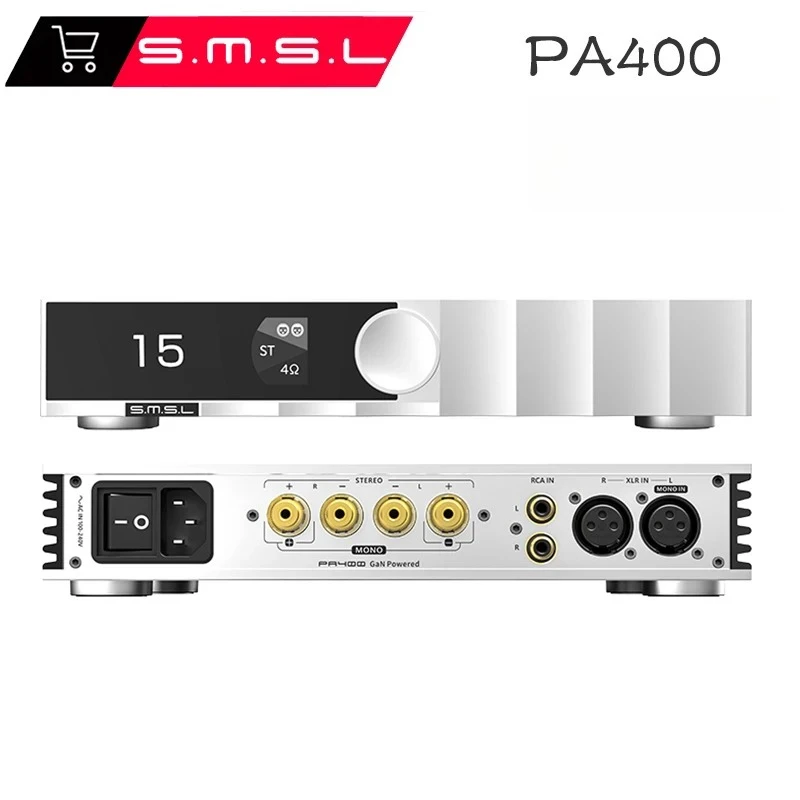 

SMSL PA400 Усилитель мощности нитрида галлия Двухканальный цифровой усилитель мощности Усилитель чистой мощности через усилитель