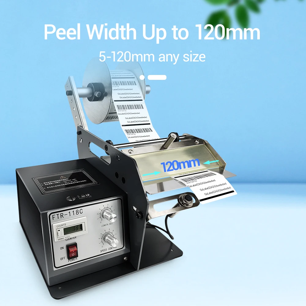 FengYiJie 118c 5-120mm Automatic Label Peeling Machine Barcode Sticker Automatic Labeling Separator Tear Label Stripper Machine