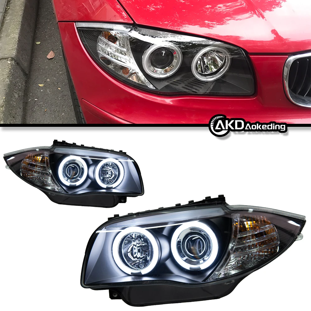 

Автозапчасти фары для BMW 1 серии E87 2004-2011, обновленные светодиодные фары Angel Eye DRL ближнего света дальнего света, модифицированные автомобильные фары
