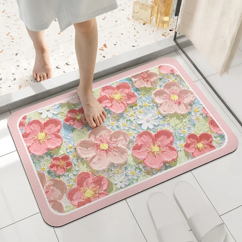 Quick Dry Diatomite Soft Bath Mat Super Absorbent Non Slip Floor Rug for Bathroom Toilet and Shower Entrance Home Versatile Mat