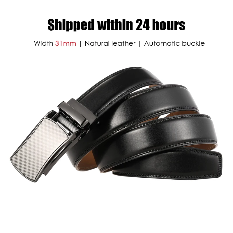 VATLTY 31mm cintos de couro para homens liga fivela automática sem furos masculino cinto marrom natural terno cinto masculino