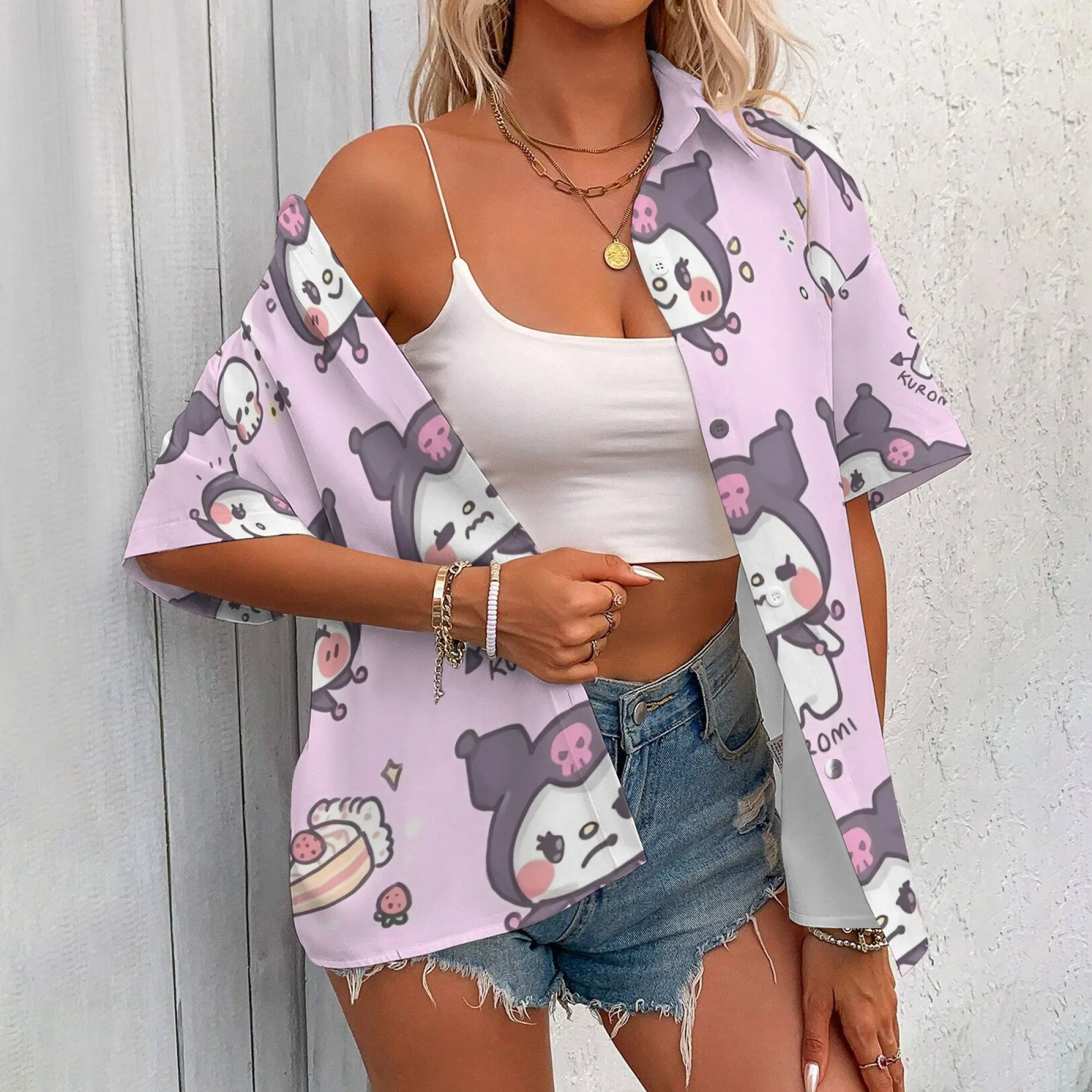 Kuromi Shirt Damen Kuromi Shirt Langarm Unisex Damen T-Shirt Damen Kleidung Koreanische beliebte Kleidung Damen Kleidung Y2k Top