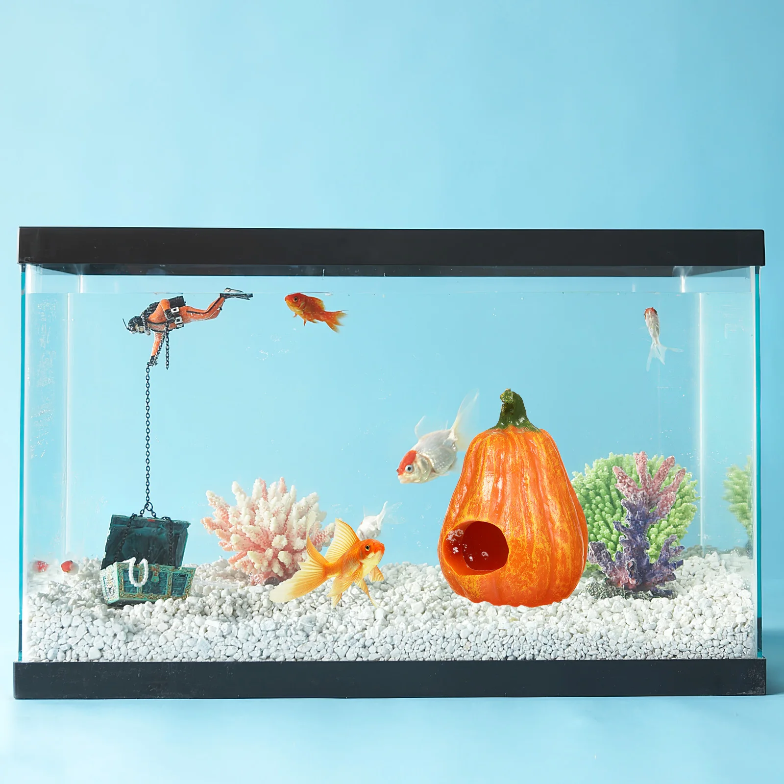 

Aquarium Habitat Resin Pumpkin Decor Fish Tank Props Characteristic Design with Pleasant Color Brightness Fish Tank Habitat