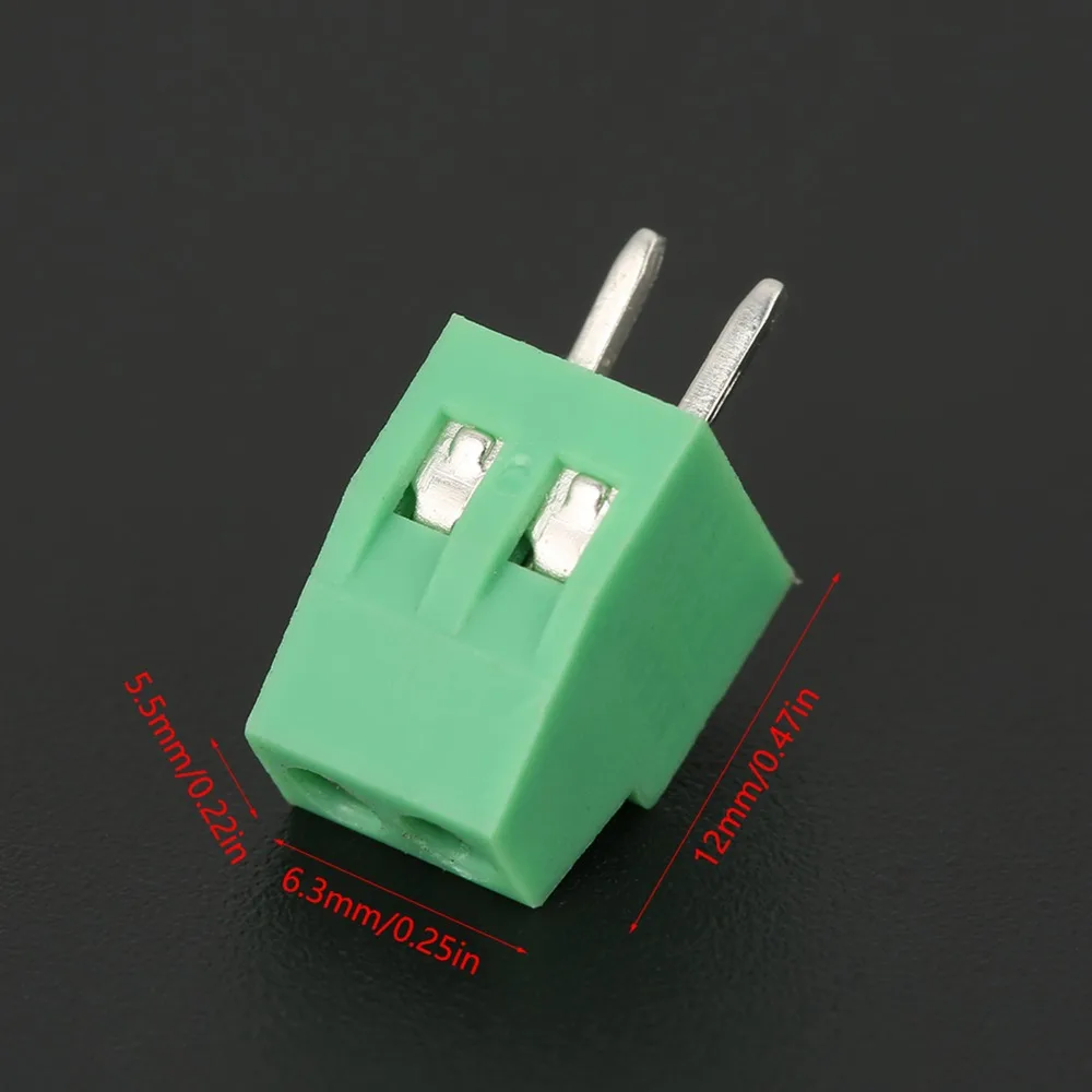 20PCS Green 2 Pin Terminal Block Connectable 2.54mm Pitch PCB Mount Connector Plug-in Type Terminal Connector
