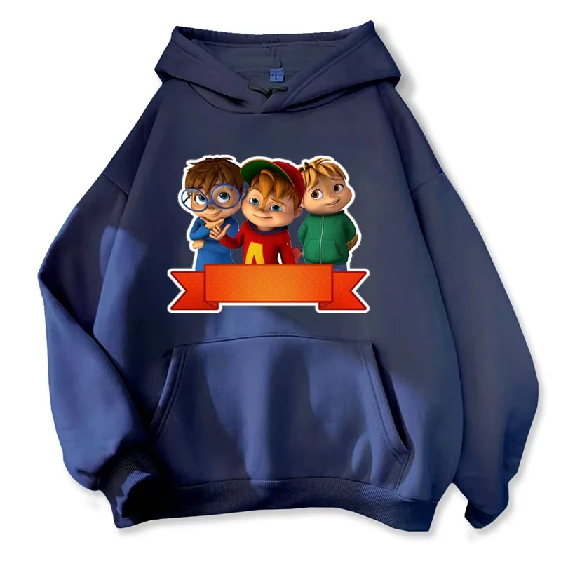 Soft Comfortable Cartoon Hoodie Alvin and The Chipmunks Green Red Navy Blue Long Sleeve Hoody Sweatshirts Movie Promo Animation