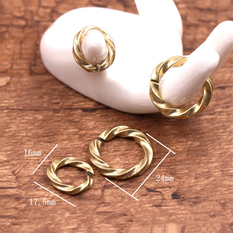 1pcs Solid Brass Open Twist O Ring Seam Round Jump Ring Key chain Garments Shoes Leather Craft DIY Connector CLOXY