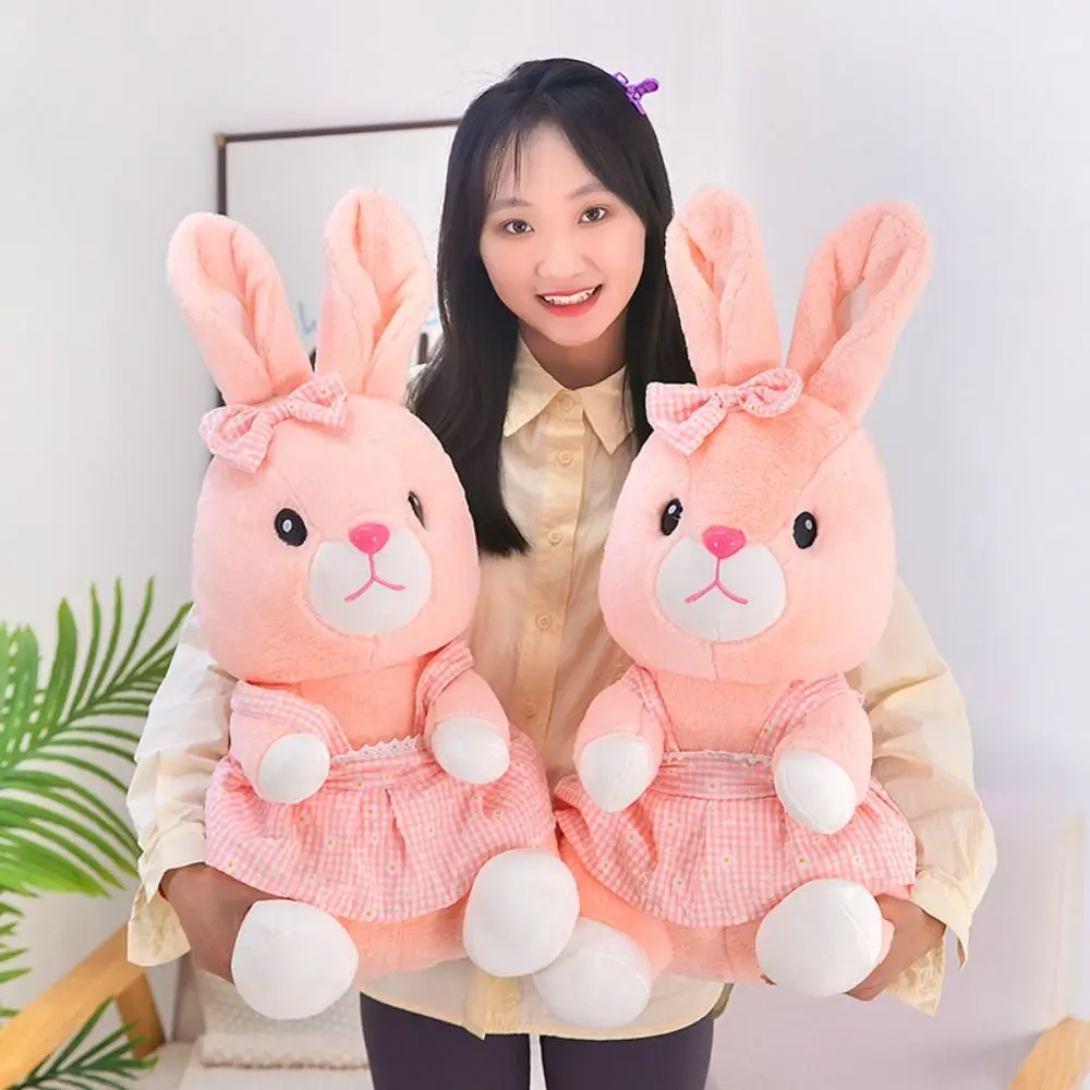 PP Cotton Rabbit Plush Toys Fluffy Soft Pink Rabbit Plush Doll Comfortable Cartoon Rabbit Stuffed Toy Home Decor