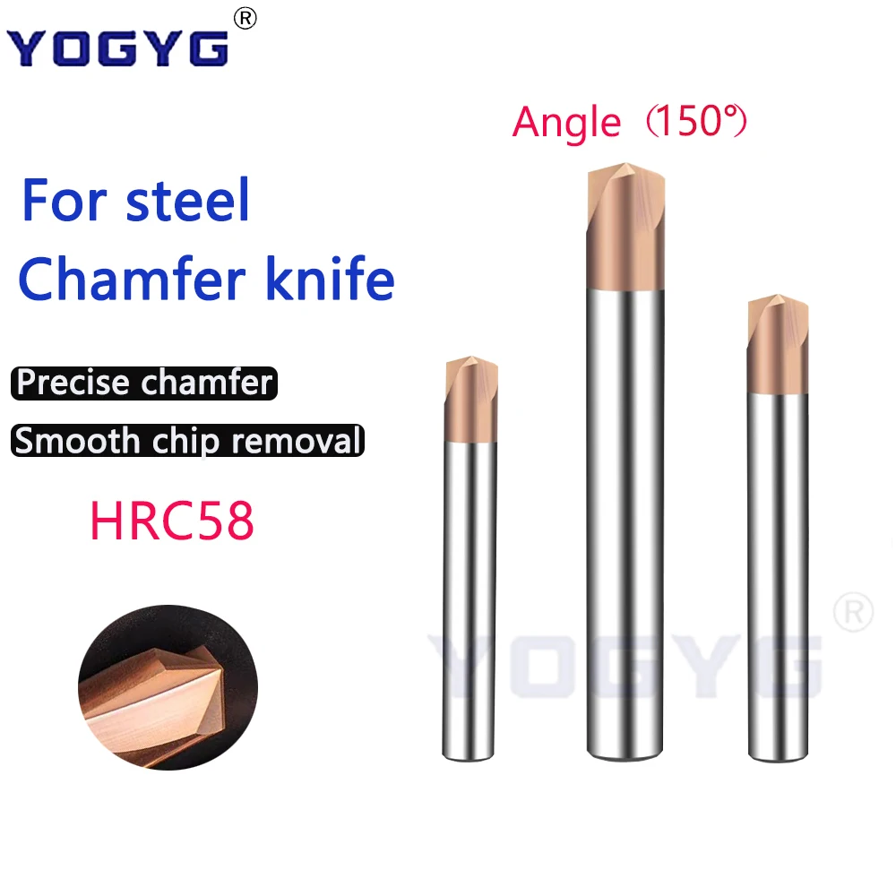 HRC58 150 Degree  knife Carbide Chamfer Milling Cutter 3/4/5/6x50L/8x60L/10/12x75L three blades Deburr End Mill Engraving knife