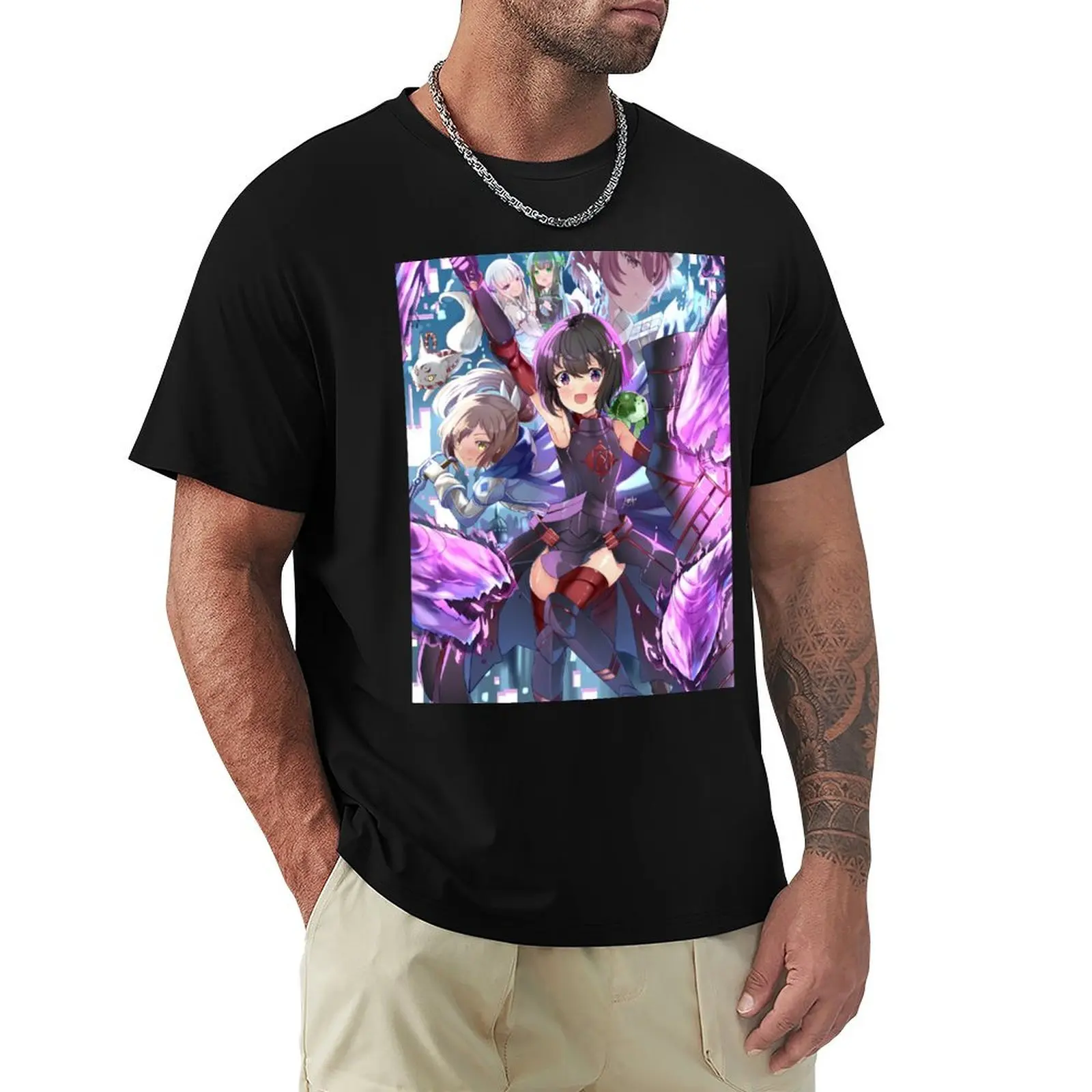 BOFURI : I Don't Want to Get Hurt, so I'll Max Out My Defense T-Shirt Trendy Print Short Sleeve T-Shirt