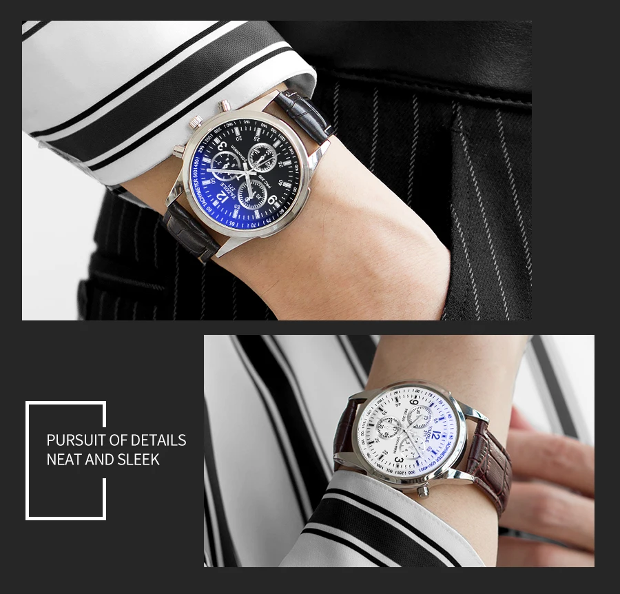 Men's Quartz Watch, 40mm Black Silver Design