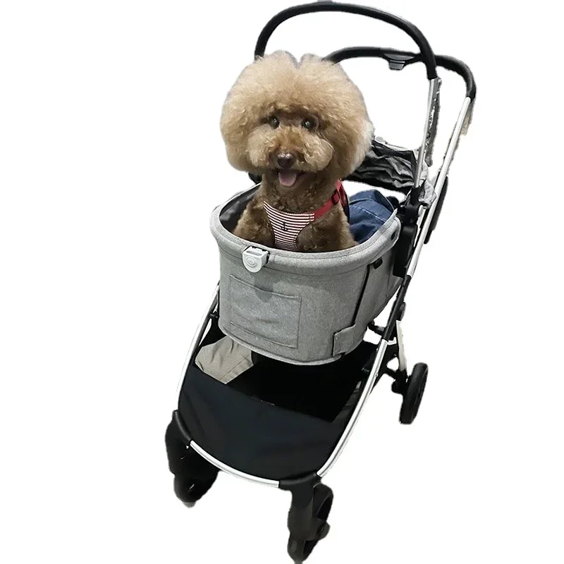 Detachable Aluminum Alloy Pet Stroller Multi-dog Stroller with Universal Wheel Load Bearing 15kg