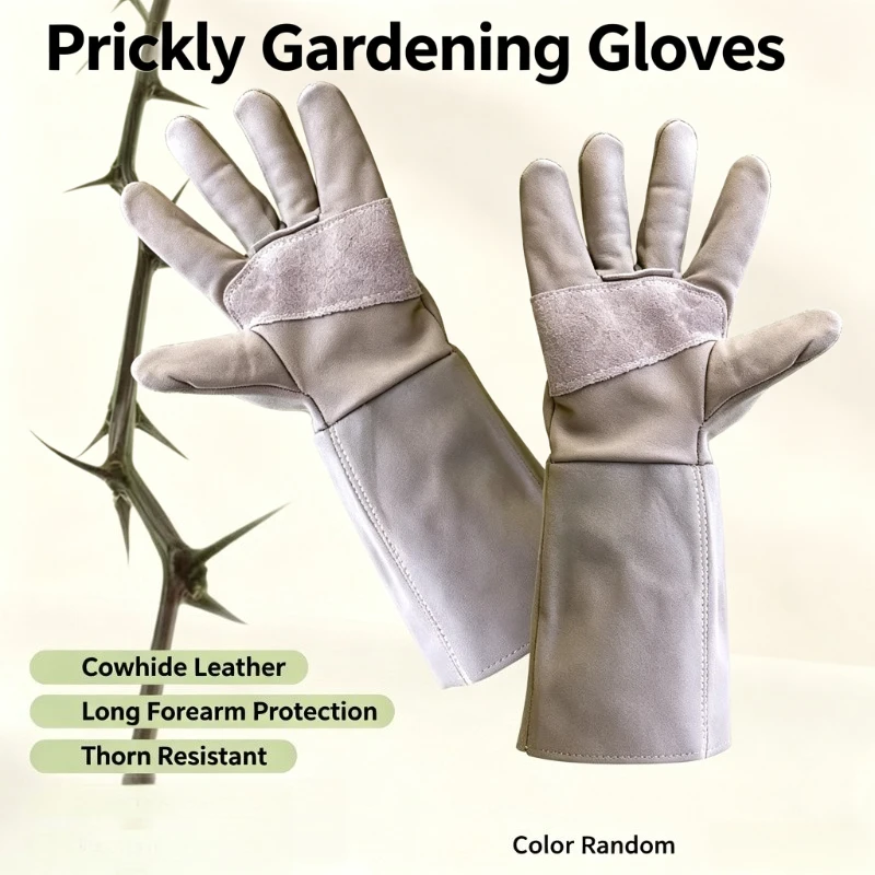 Professional Cowhide Anti Thorn Gardening Gloves Anti Stab Protective Gloves for Garden Harvesting and Flower Bush Pruning