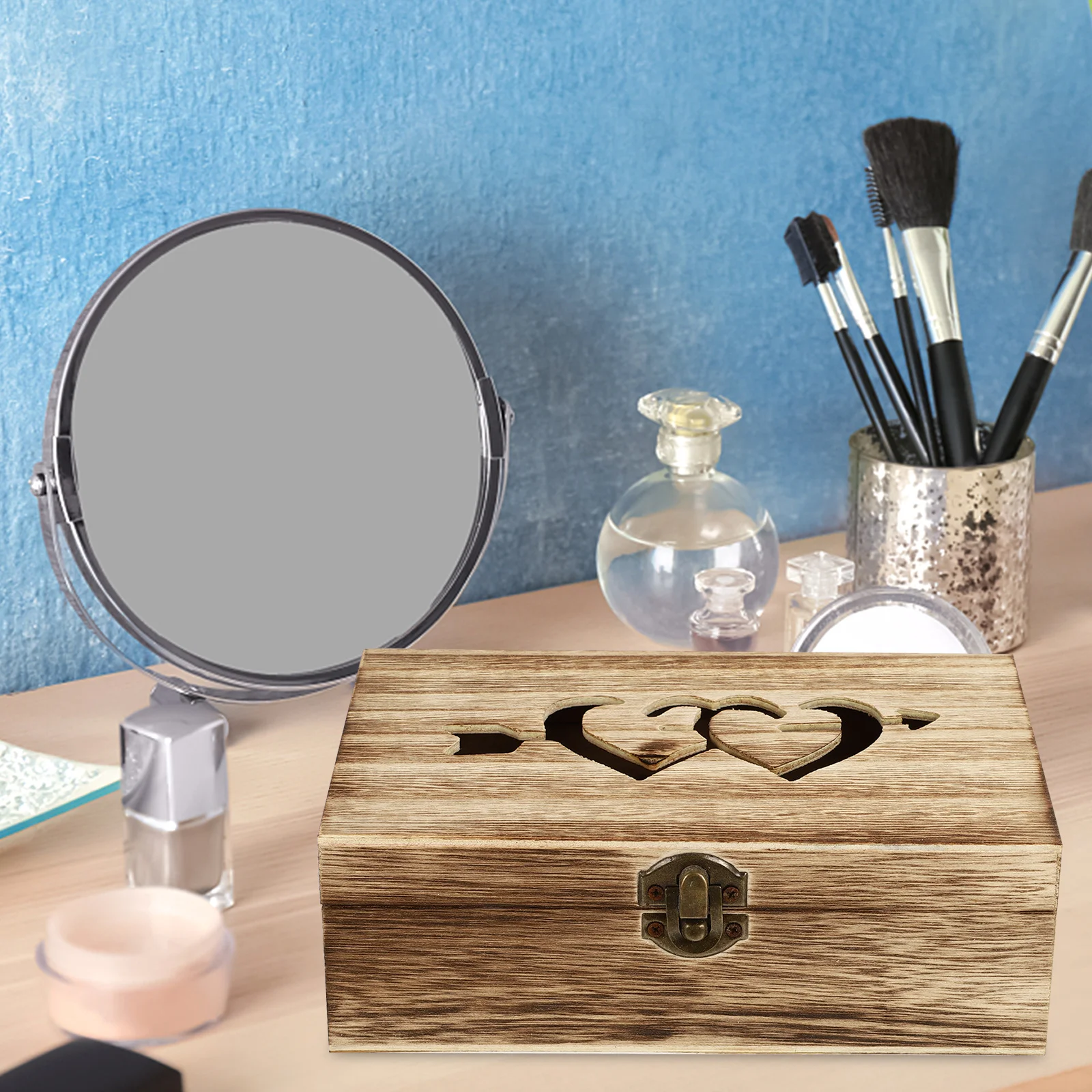 

Стильная деревянная шкатулка для драгоценностей, экологически чистый органайзер для колец для домашнего туалетного столика, шкатулка для драгоценностей, деревянный органайзер для колец