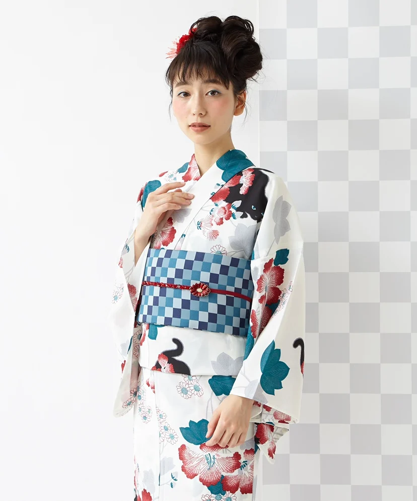 

Women's Kimono Japanese Sle Reformed Polyester Fabric FuRong Flower Photoaphy Kimono Summer Ethnic Stage Costume