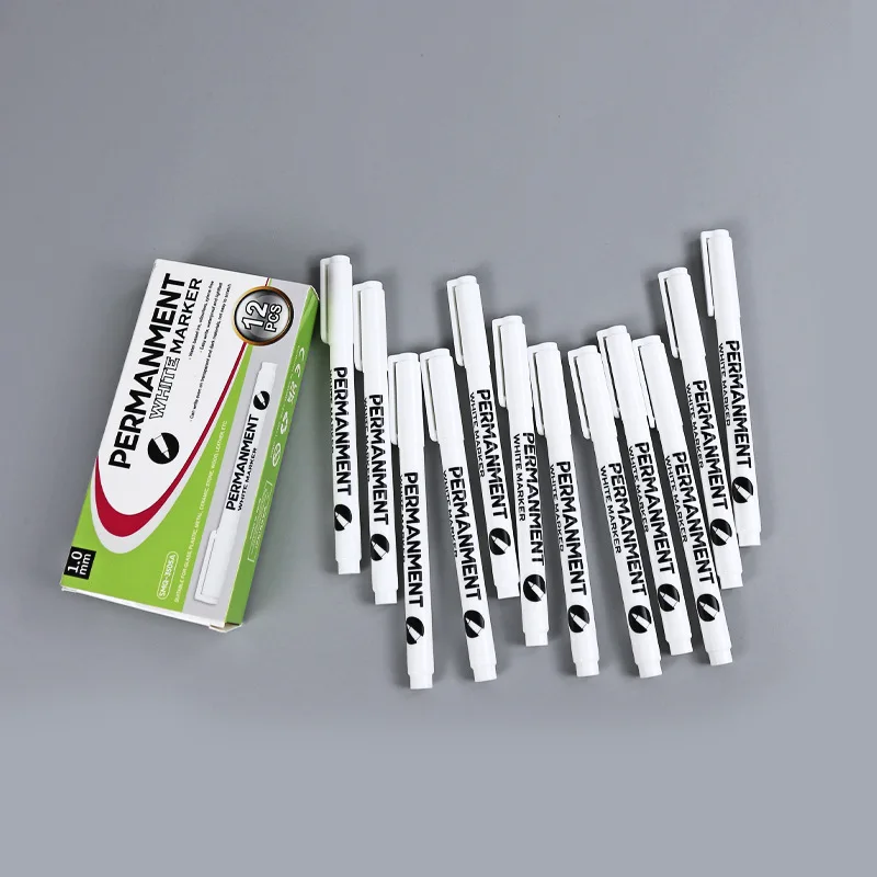 12Pcs Oily White Marker Pen Graffiti Pens Waterproof Permanent Gel Pencil Tire Painting Notebook Tyre Tread Environmental Pen