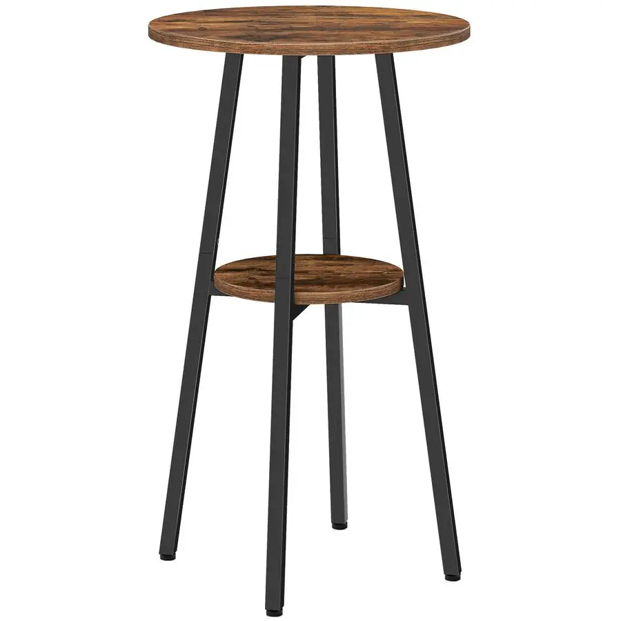 

Bar Table, Round Pub Table, 2Tier with Storage, 37.4 High Top for Small Spaces, with Top Particleboard for Kitchen, Easy to Asse