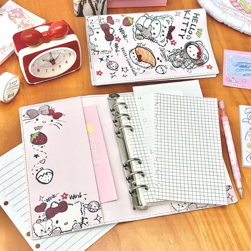 

Sweet Hello Kitty Anime Kawaii Soft Cover A6 Notebook Cute Cartoon Kt Cat Ins Fashion Student Book Lovely Gifts for Girls