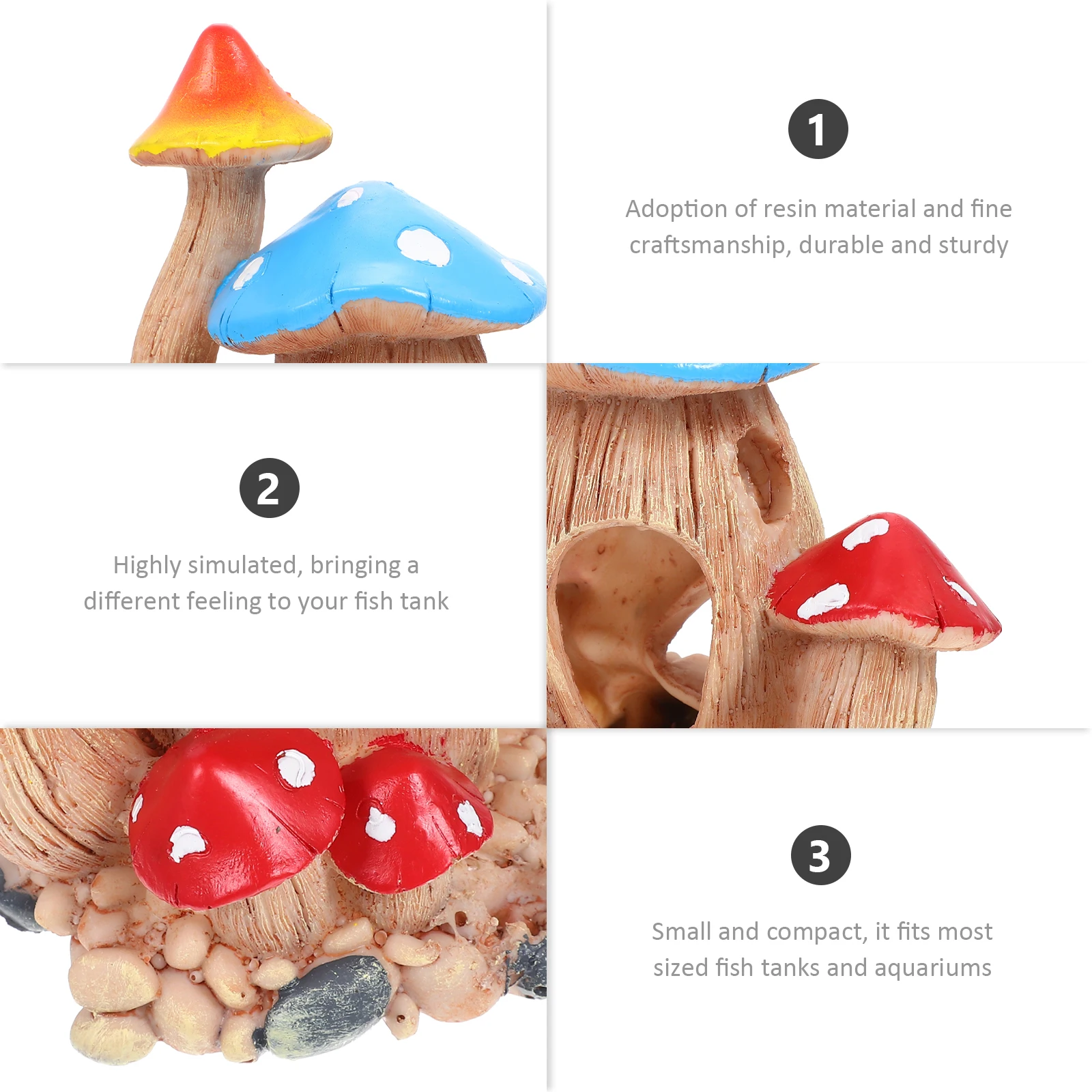 

Aquarium Mushroom Ornament Shelter Resin Tank Decor Fish Hideout For Shrimp Breeding Freshwater Durable Fish Tank