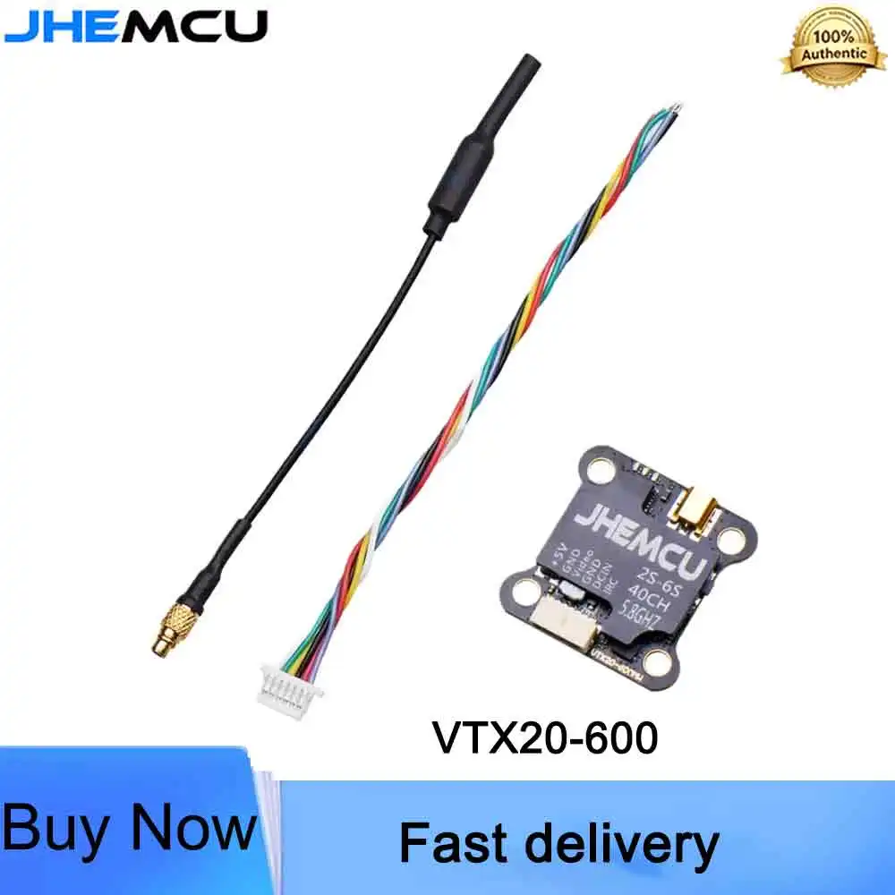 JHEMCU Crossover 5.8G Image Transmission VTX20-600 FPV Transmitter PitMode 25mW 100mW 200mW 400MW 600MW 7-26V Adjustable VTX