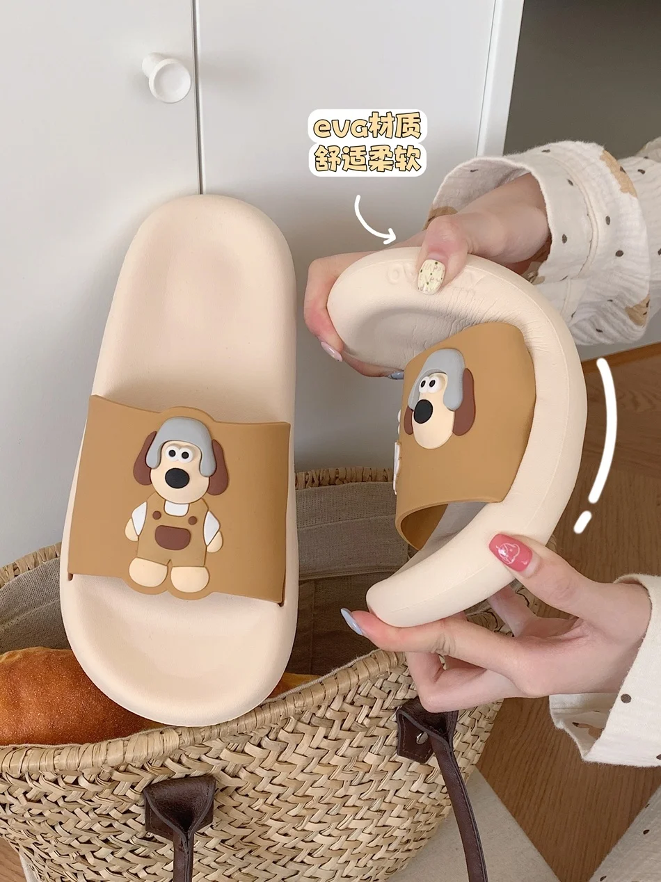 Ins Cute Puppy Dog Flip Flops Home Slipper Women Comfortable And Anti Slip In Summer Man Thick Sole Slipper Beach Sandals