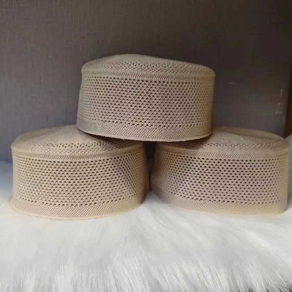 قبعات البيريه الإسلامية للرجال أنيقة مسطحة محبوك الكوفي القهوة القبعات البيضاء أداء مرحلة الحجاب الربيع دبي قبعة نسيج القطن #2