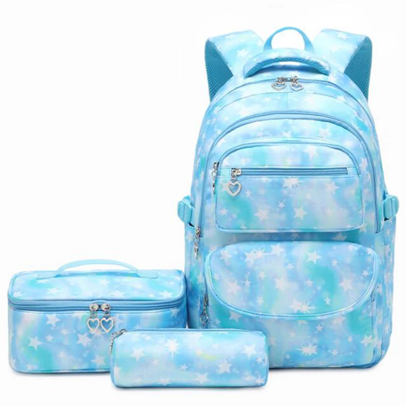 

3pcs/set Children Backpack School Bag for Girls Schoolbags Waterproof Mochilas Escolares Lunchbox School Child with Pencil Case