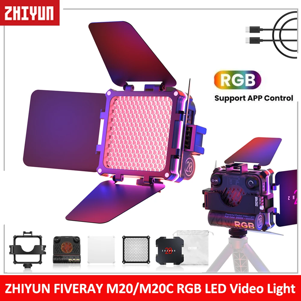 

ZHIYUN FIVERAY M20C RGB 20W M20 LED Video Light 2500K-10000K Photography Lights Fill Lamp App Control for Photo Studio