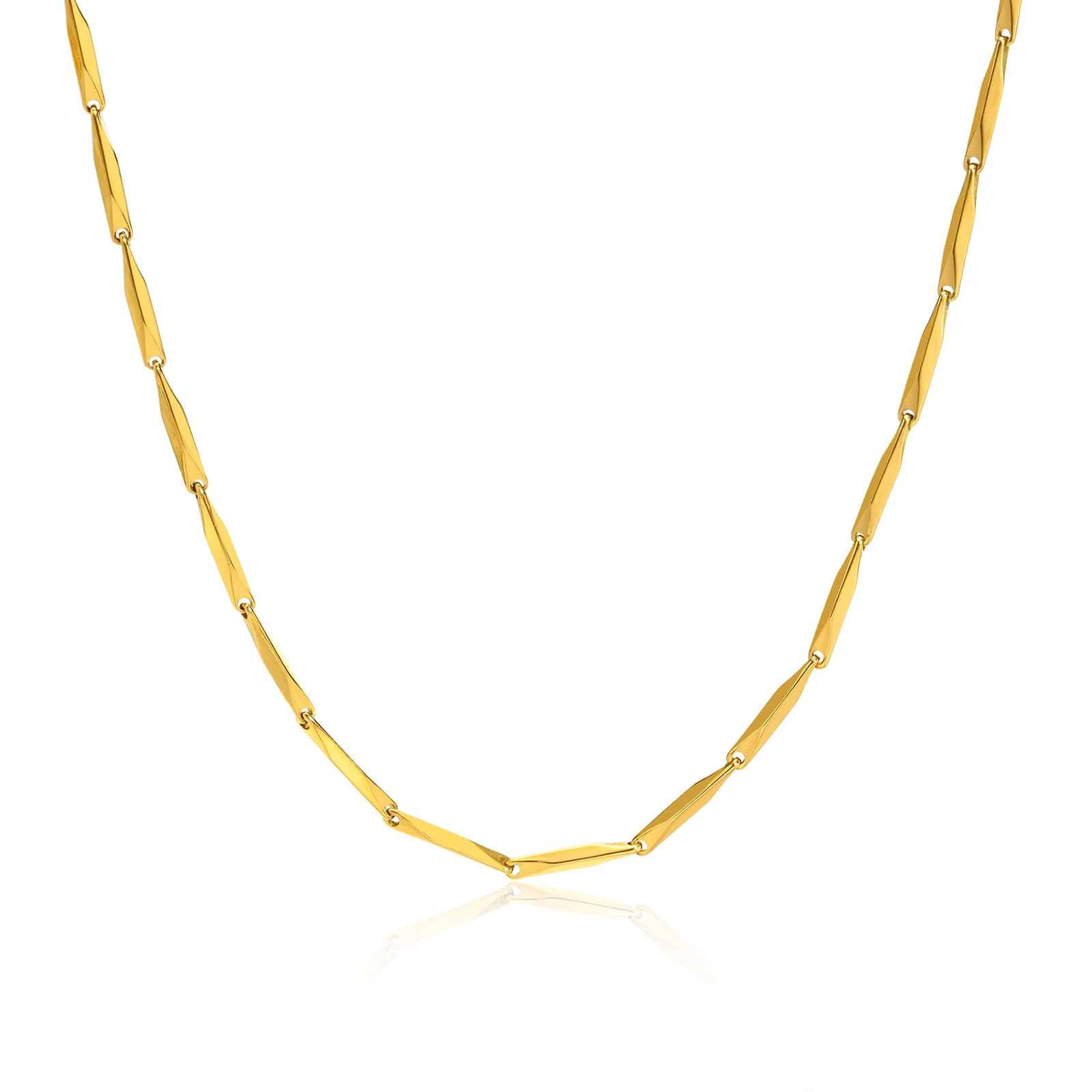 Fashion Jewelry New In Melon Seed Chain Necklace,Gold Color Stainless Steel Full Gloss S Shape Chain Pendant Necklaces