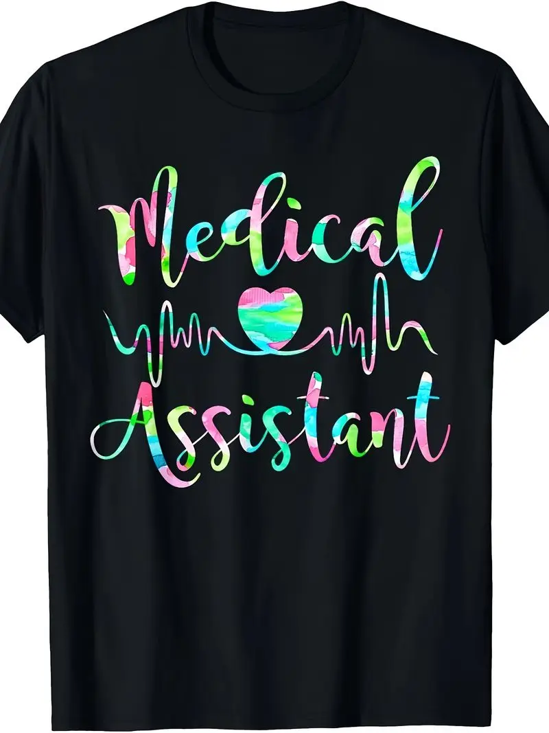 Cute Medical Assistant Ekg Heart Shirt Gift For Healthcare Workers, Clinical Staff, Graduation, Appreciation, Casual Wear Top