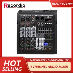 GAX-TDS4 4 Channels Audio Mixer 99 Effects 7 Band EQ USB PC Play Record Blueteeth Dj Mixing Console Table for Party