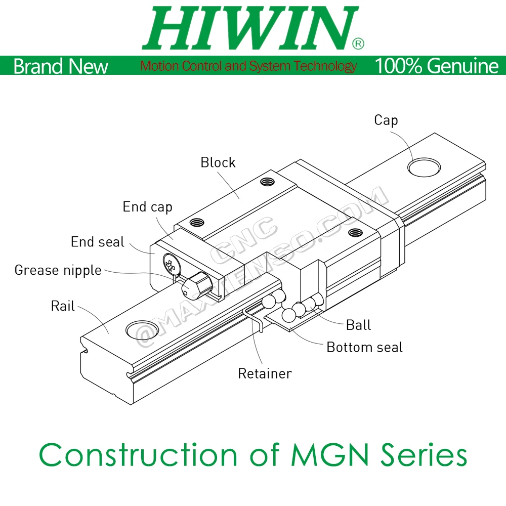 HIWIN MGN12 Rail MGN12C 100 200 300 400 500MM MGNR12C Linear Guide Carriage Block Stainless Steel Z0 Linear Guideways 3D Printer