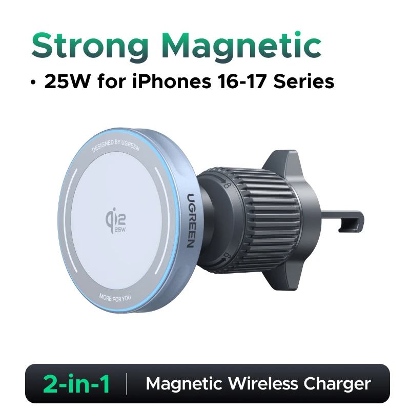 UGREEN Qi2 25 W 15 W Magnetische Auto Telefoon Houder Draadloze Oplader Stand Voor iPhone 17 16 15 Pro Max Opladen voor Magsafe Autolader - afbeelding 1