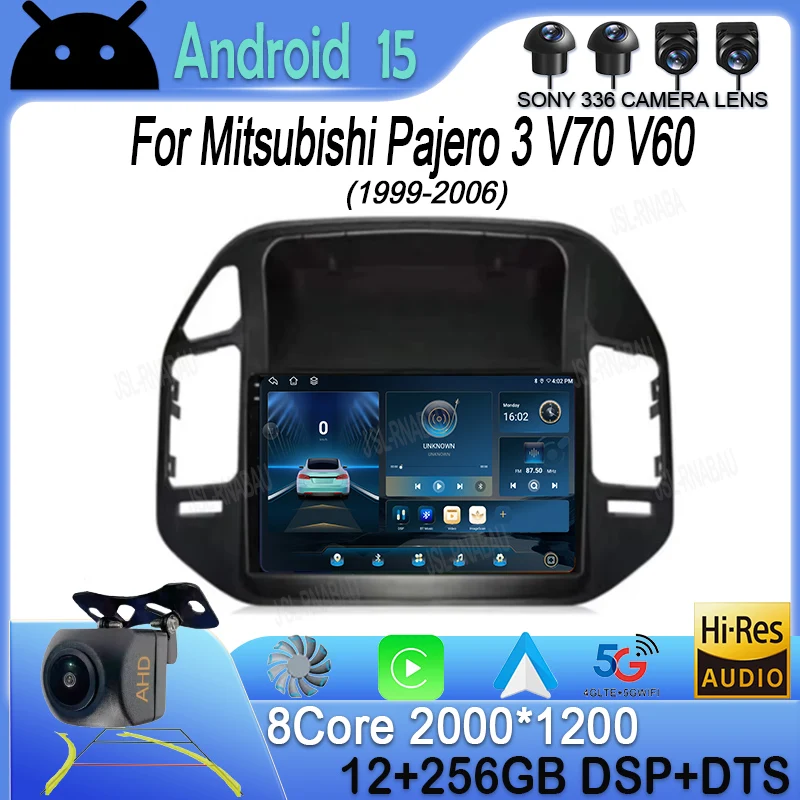 

Android 15 Carplay Auto Car Radio For Mitsubishi Pajero 3 V70 V60 1999-2006 Multimedia Video Player Navigation GPS Stereo 2din